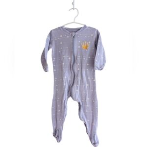 Tuffy Lavender Purple Starry Kids Baby Girls Footie with Crown